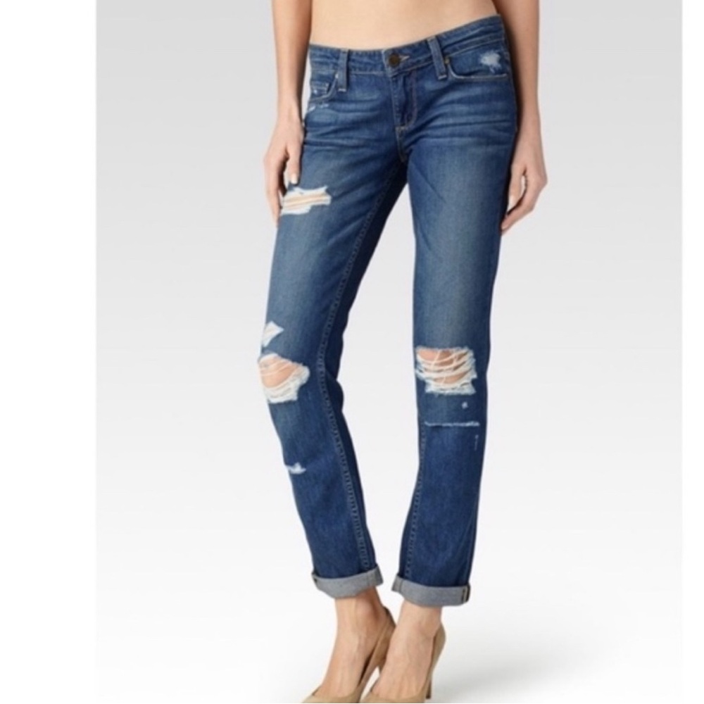 Paige Distressed Jimmy Jimmy Skinny Jeans 26